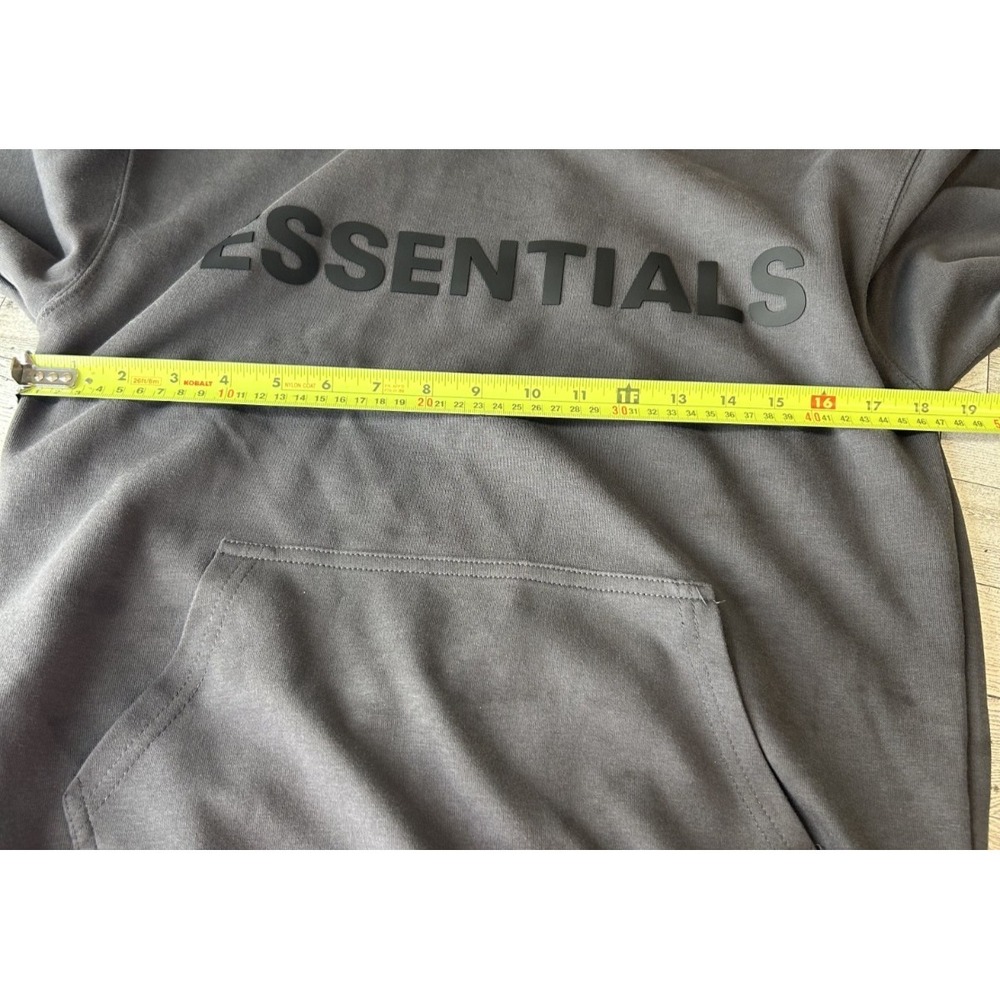 Fear of God Essentials Dark Gray Hoodie Pullover Cotton Logo Long Sleeve SMALL - Picture 9 of 11